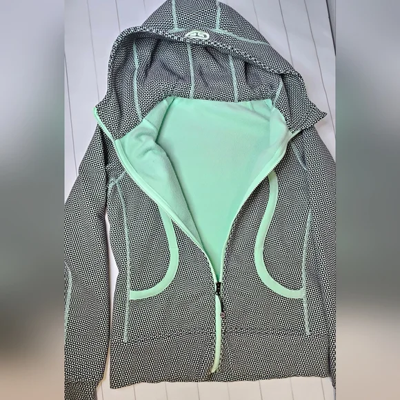 Lululemon Scuba Double Diamond Hooded Lined Zip-Up teal Hoodie Jacket - Picture 2 of 10